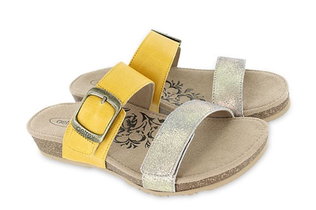 Aetrex Daisy SC547 Sunflower Slide Sandals Pair