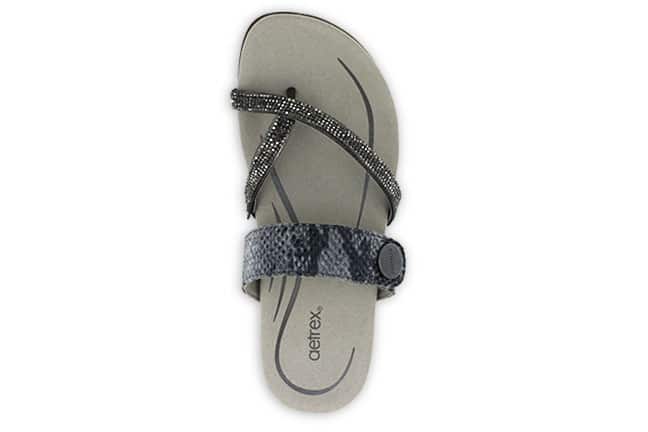 Aetrex Izzy SE233 Sparkle Pewter Slide Sandals Top