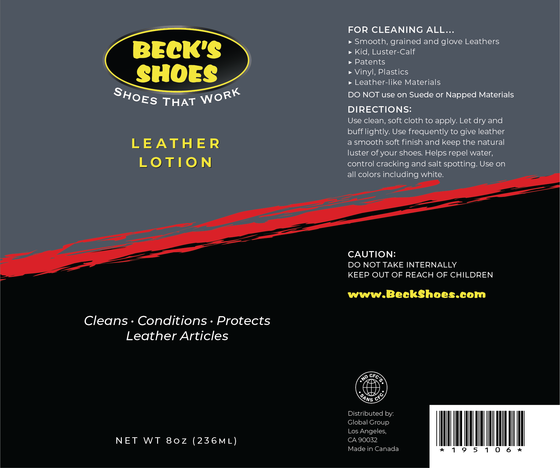 Beck's Shoes Leather Lotion 195106 - Shoe Care Label