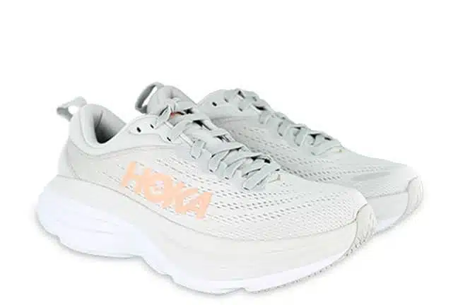 Women's Hoka Bondi 8 Grey Wide Athletic Shoes - Becks Shoes