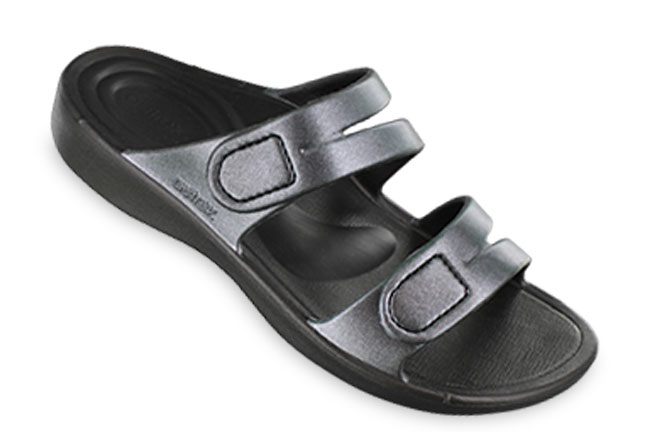 Aetrex Janey Sport Slide L9501-PEWTER Grey / Stone Slide-Sandals Single