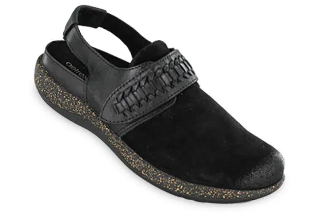 Aetrex Leni DM330WM Black Slingback Clogs Single