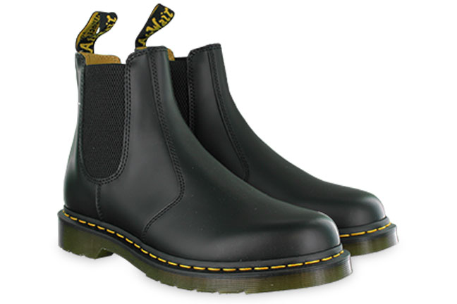 Dr. Martens 2976 Yellow Stitch Smooth R22227001 Black Boots Pair