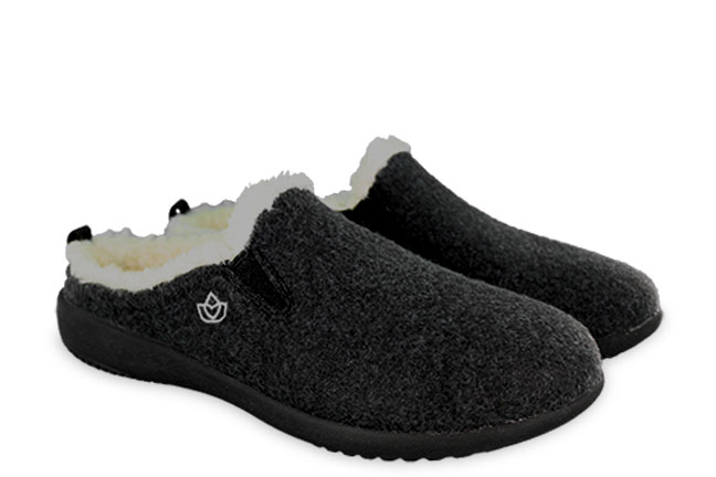 Spenco Dundee Wool SP1048B Black Slippers Pair