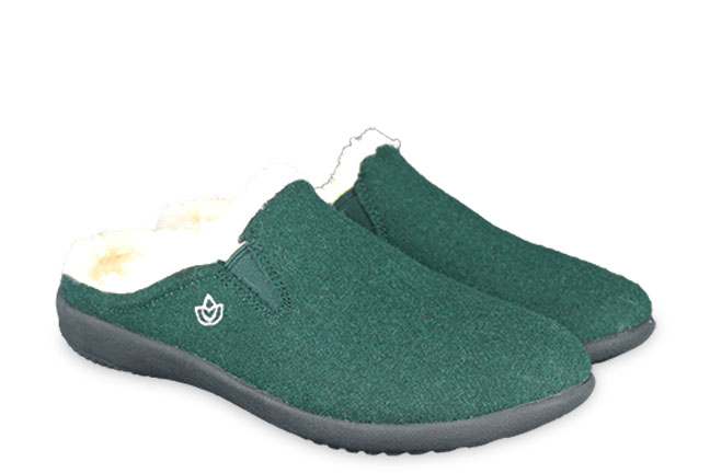 Spenco Dundee Wool SP1048O Green Slippers Pair