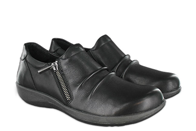 Aetrex Katie Side-Zip DM550 Black Shoes Pair