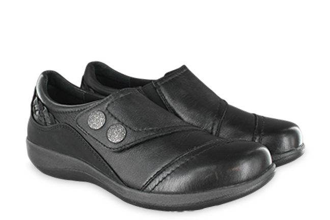 Aetrex Karina DM500 Black Slip-On Shoes Pair