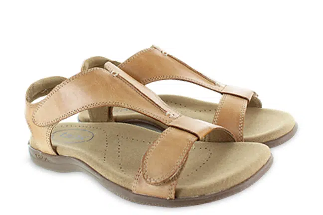 Womens Taos The Show Caramel Leather Casual Sandal
