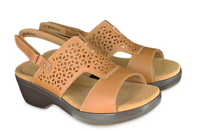 Women’s Clarks Tuleah Sun Tan Leather Stylish, Cut Out Design Sandals