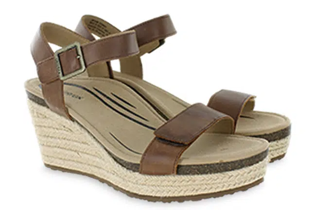 Womens Aetrex Sydney Walnut Espadrille Wedge Sandal