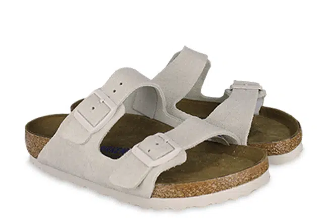 Women’s Birkenstock Arizona Antique White Suede Adjustable Sandals Regular Width