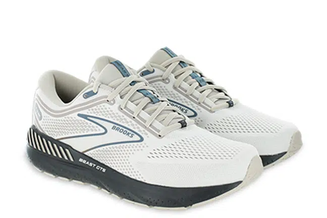 Men’s Brooks Beast GTS 23 Chateau Grey/White Sand/Blue Athletic Running Shoe