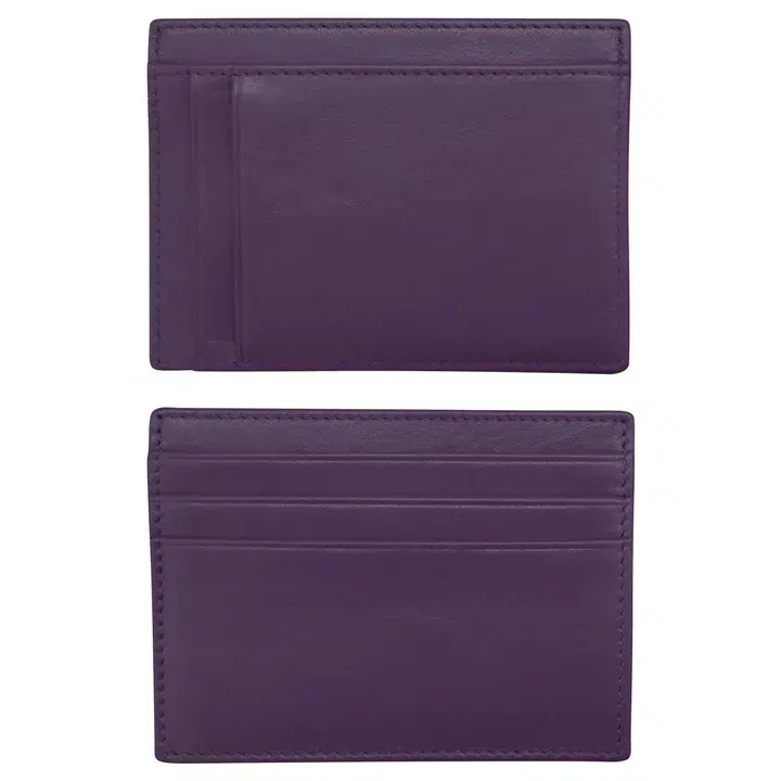 Unisex ili Purple Leather Pocket Card Holder