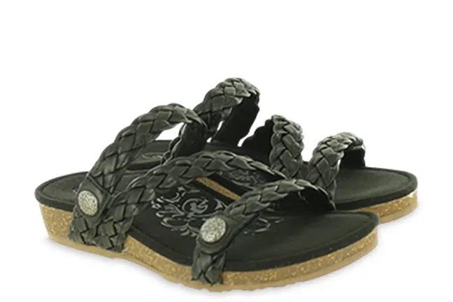 Aetrex Josie SC220 Black Sandals Pair