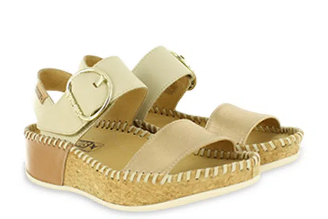 Women’s Pikolinos Marin Champagne Leather Wedge Heel Sandals