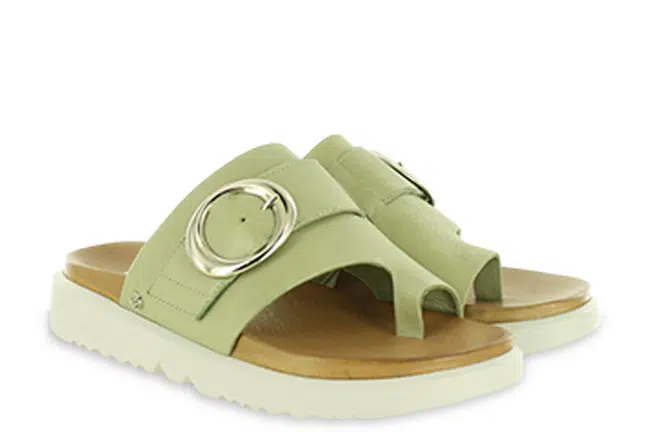 Women’s Revere Biscay Sage Leather Toe Post Slide Sandals