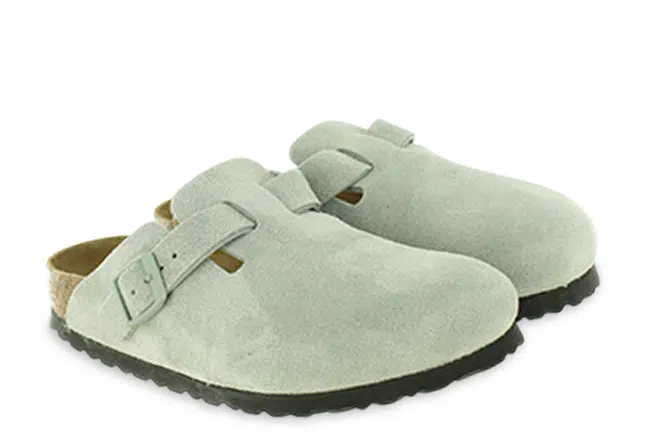 Women’s Birkenstock Boston Soft Footbed Sage Suede Narrow Sandals