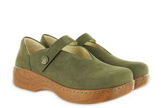 Women’s Alegria Ophelia Green Nubuck Stylish Mary Jane Shoes