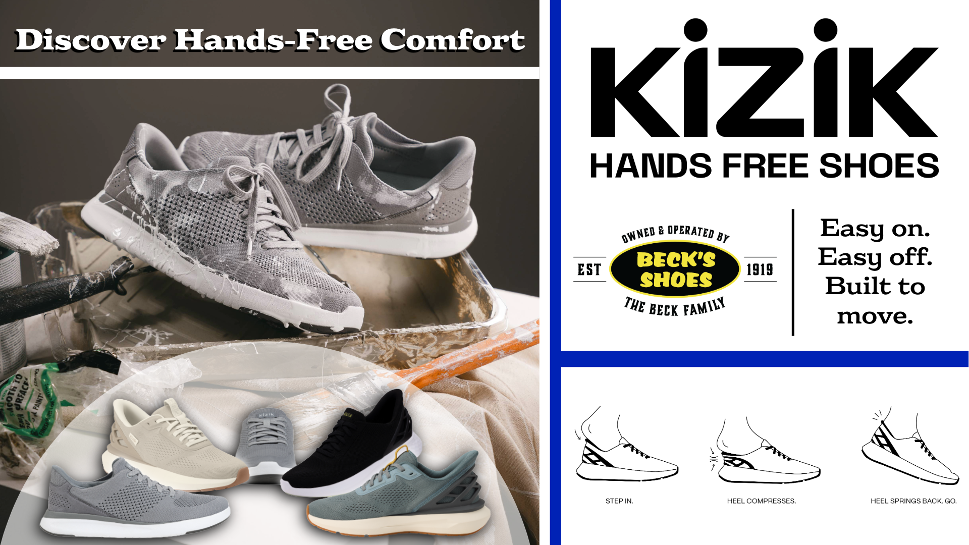 kizik banner hands free comfort