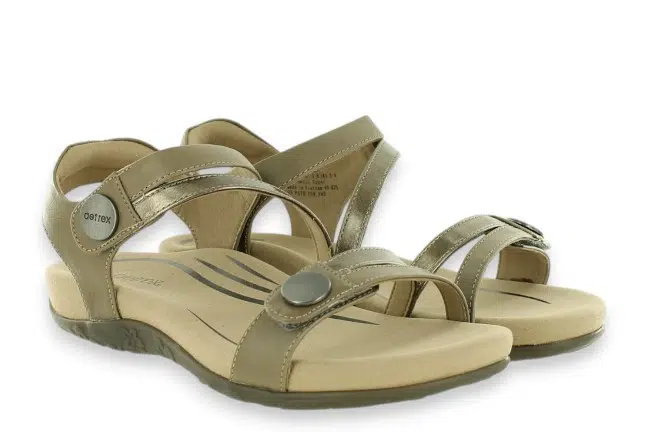 Aetrex Jess SE216 Taupe Sandals Pair