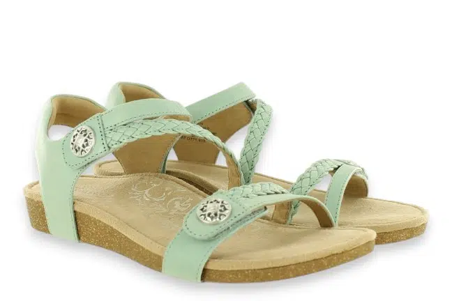 Aetrex Jillian SC446 Sage Sandals Pair