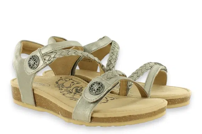 Aetrex Jillian SC367 Silver Sandals Pair