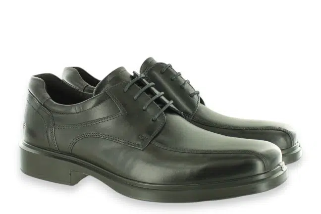 Men’s Ecco Helsinki 2 Black Leather Bike-Toe Derby Shoes