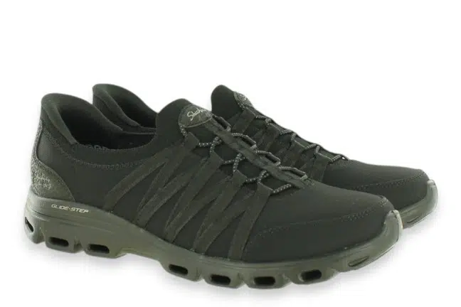 Women’s Skechers Glide-Step Steady Grace Black Hands Free Slip-on Sneakers