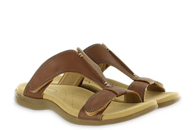 Women’s Taos Slide Show Cognac Leather Stylish Slide Sandals
