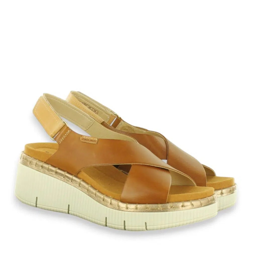 Women’s Pikolinos Gomera Brandy Leather Wedge Heel Sandals
