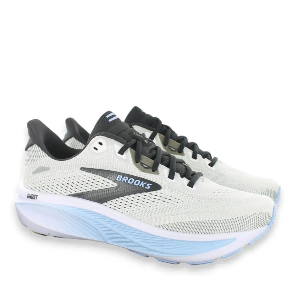 Men’s Brooks Ghost 18 White/Black/Open Air Mesh Athletic Running Shoes