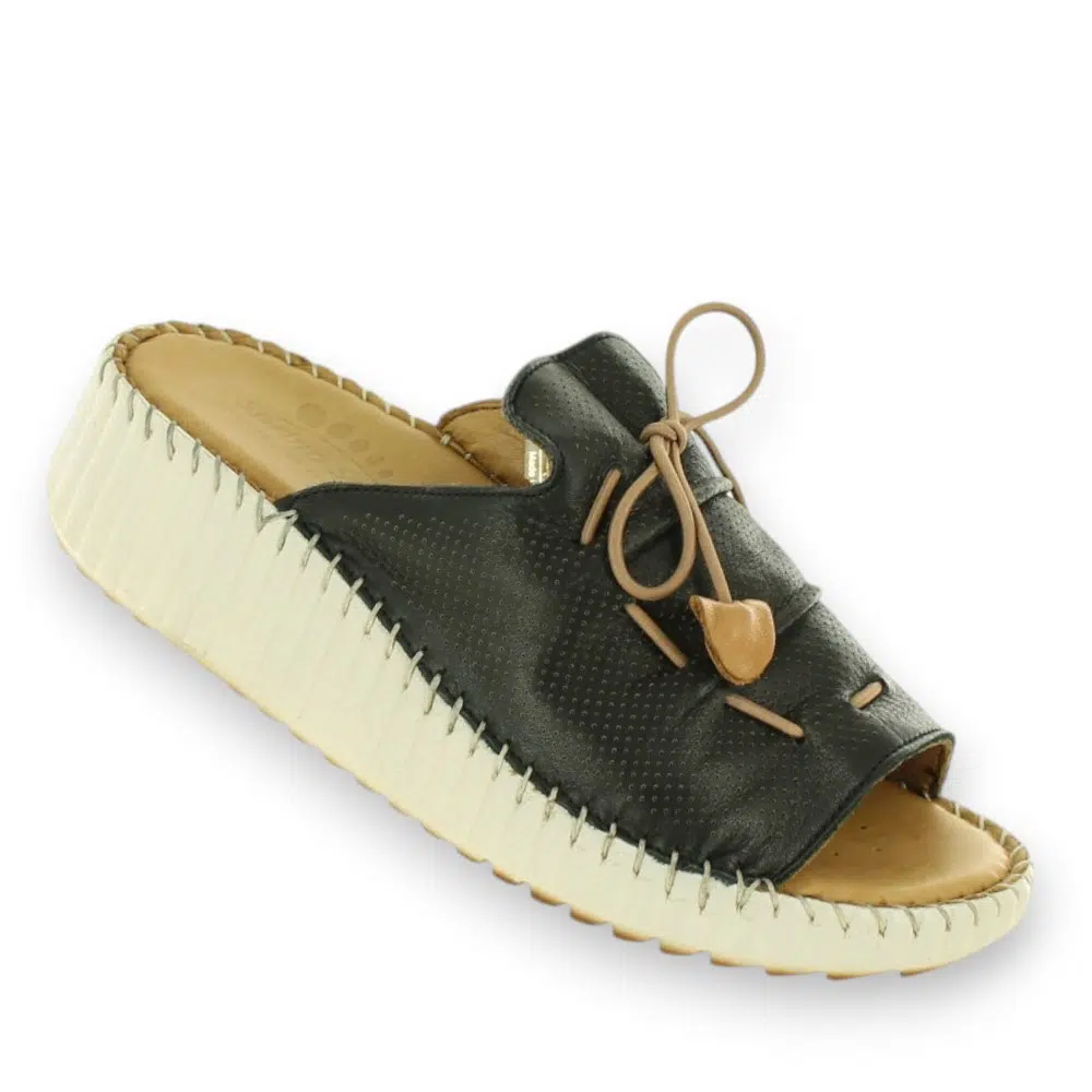 Spring Step Nevelle NEVELLE-BLK Black Slip-On Wedge Sandals Top