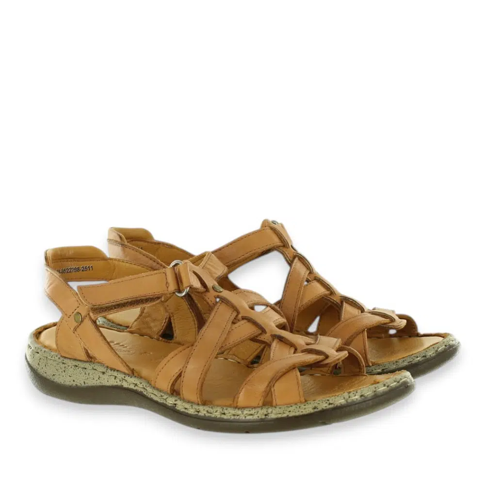 Women’s Spring Step Nyxelle Camel Leather Fisherman Sandals