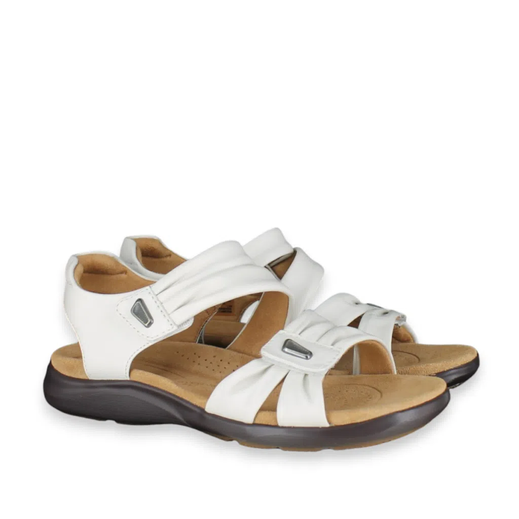 Clarks Kitly Ave 26177306 White Adjustable Sandals Top
