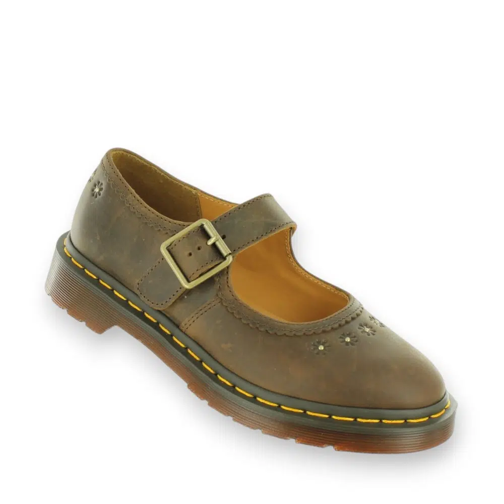 Dr Martens Flower Crazy Horse 42391200 Brown Mary Jane Shoes Single