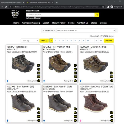 Beck's Shoes Company Portal